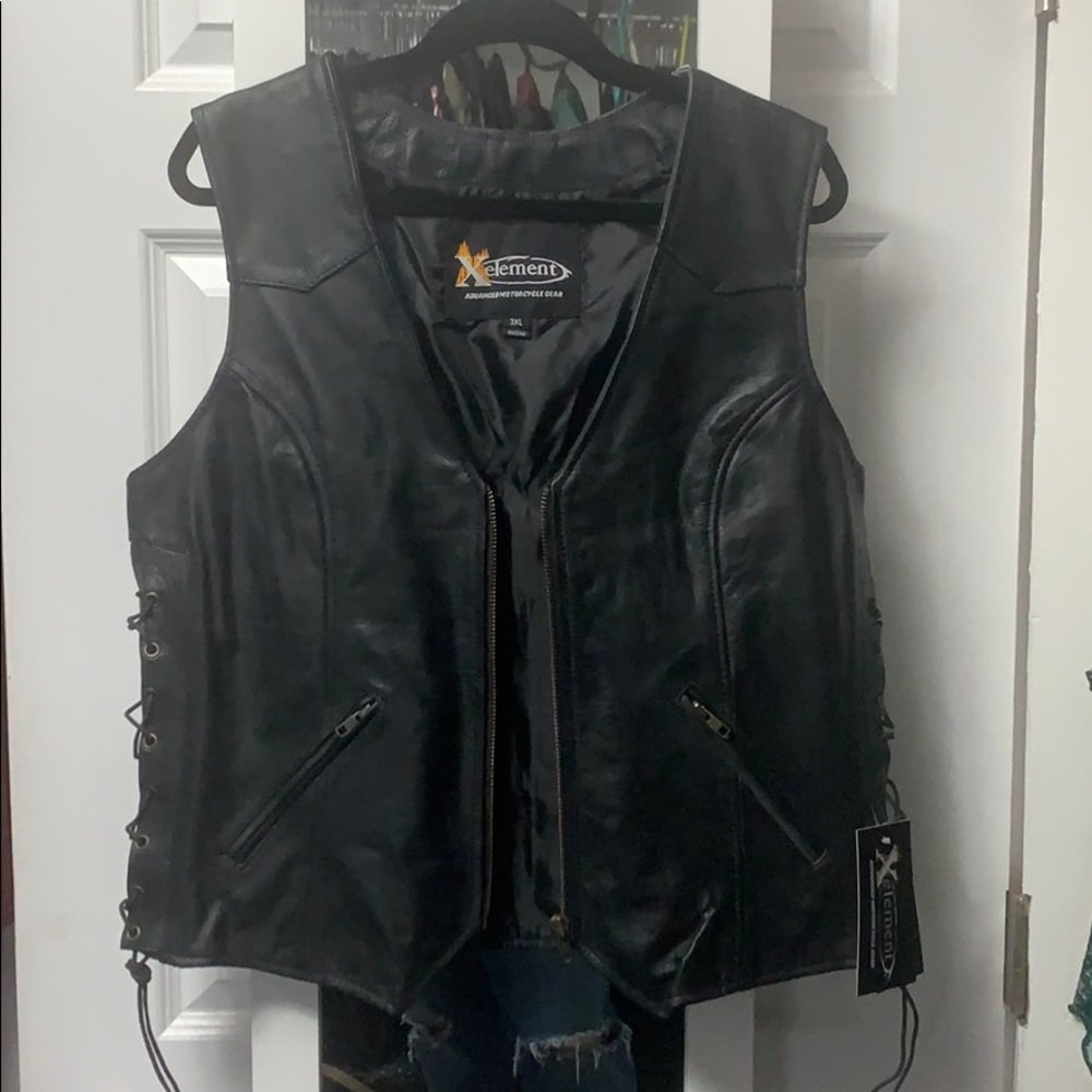 NWT Xelement Leather Motorcycle Vest